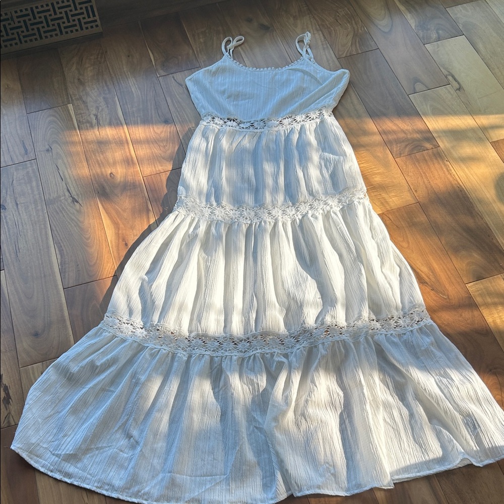 White Maxi Dress with Lace Details